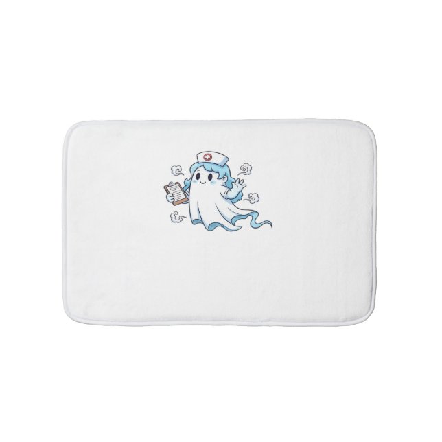 Ghost Nurse  Spookily Caring and Whimsically Haunt Bath Mat (Front)