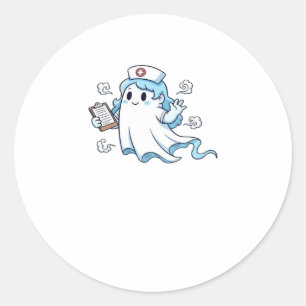 Ghost Nurse Spookily Caring and Whimsically Haunt Classic Round Sticker