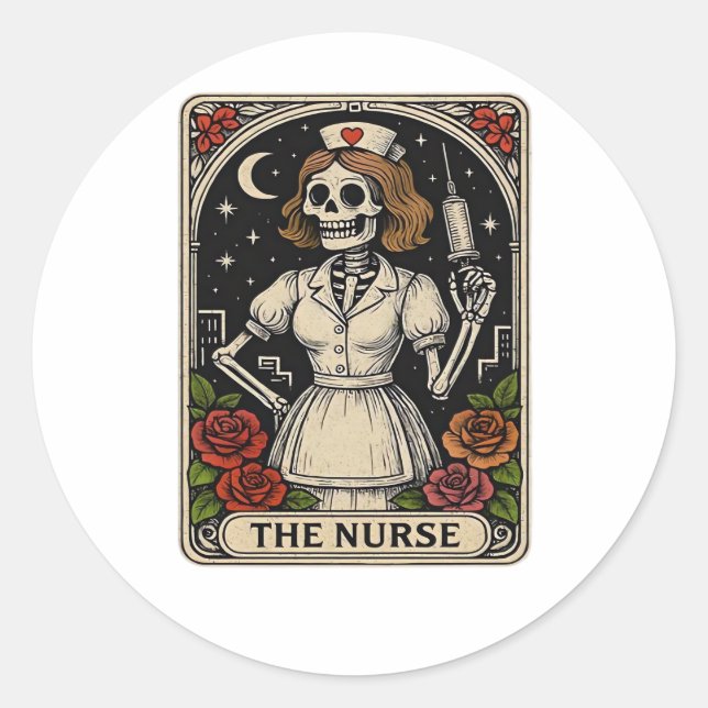 Ghost Nurse  Spookily Caring and Whimsically Haunt Classic Round Sticker (Front)