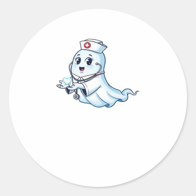 Ghost Nurse  Spookily Caring and Whimsically Haunt Classic Round Sticker (Front)