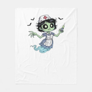 Ghost Nurse  Spookily Caring and Whimsically Haunt Fleece Blanket