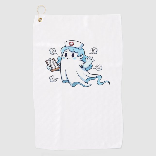 Ghost Nurse  Spookily Caring and Whimsically Haunt Golf Towel (Front)