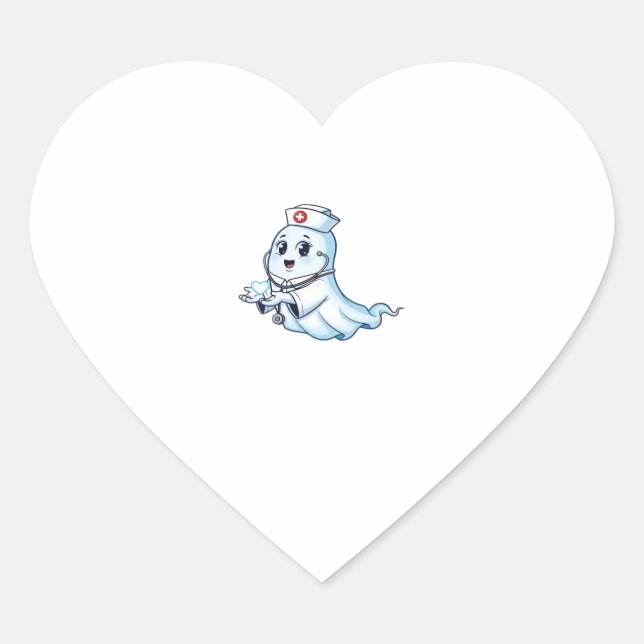 Ghost Nurse  Spookily Caring and Whimsically Haunt Heart Sticker (Front)