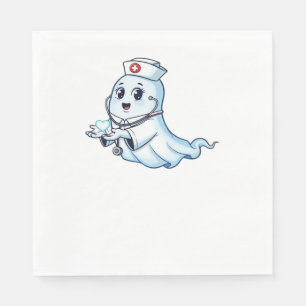 Ghost Nurse  Spookily Caring and Whimsically Haunt Napkin