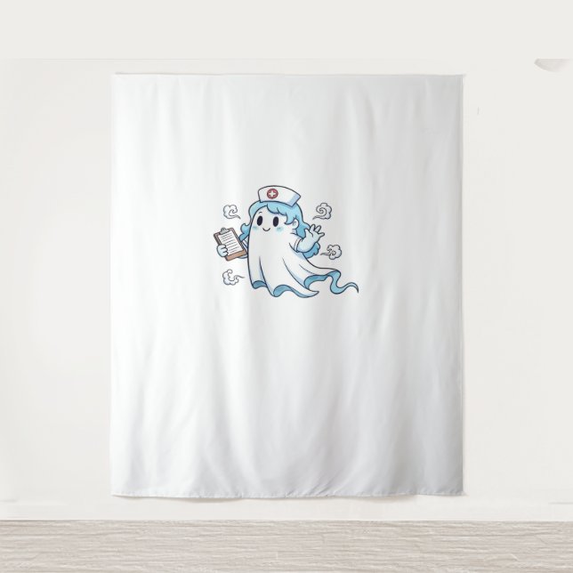 Ghost Nurse  Spookily Caring and Whimsically Haunt Tapestry (Front)