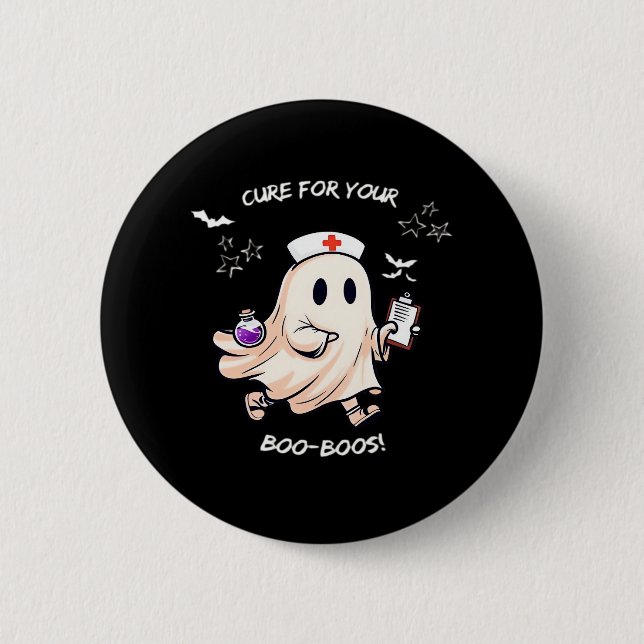 Ghost Nurse with Magical Potion – Cure for Your Bo 6 Cm Round Badge (Front)