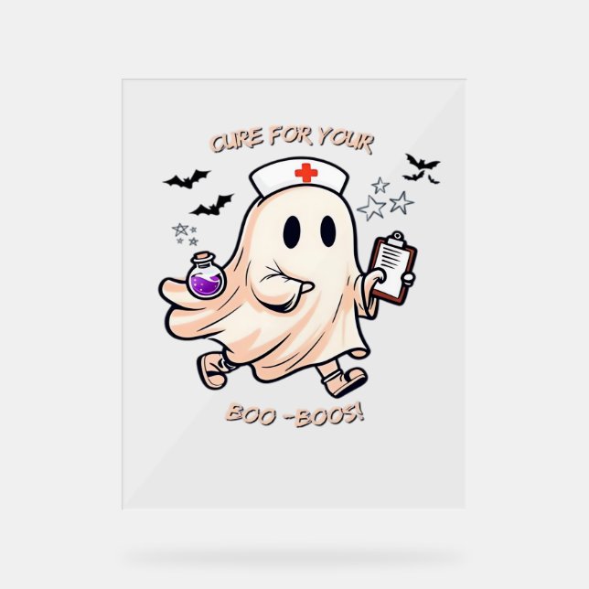 Ghost Nurse with Magical Potion – Cure for Your Bo Acrylic Sign (Front)