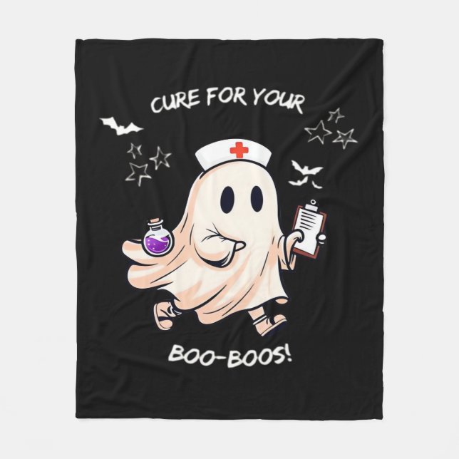 Ghost Nurse with Magical Potion – Cure for Your Bo Fleece Blanket (Front)