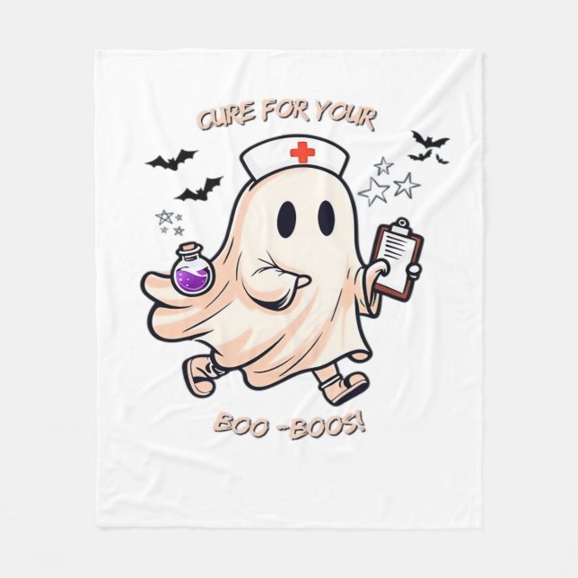 Ghost Nurse with Magical Potion – Cure for Your Bo Fleece Blanket (Front)