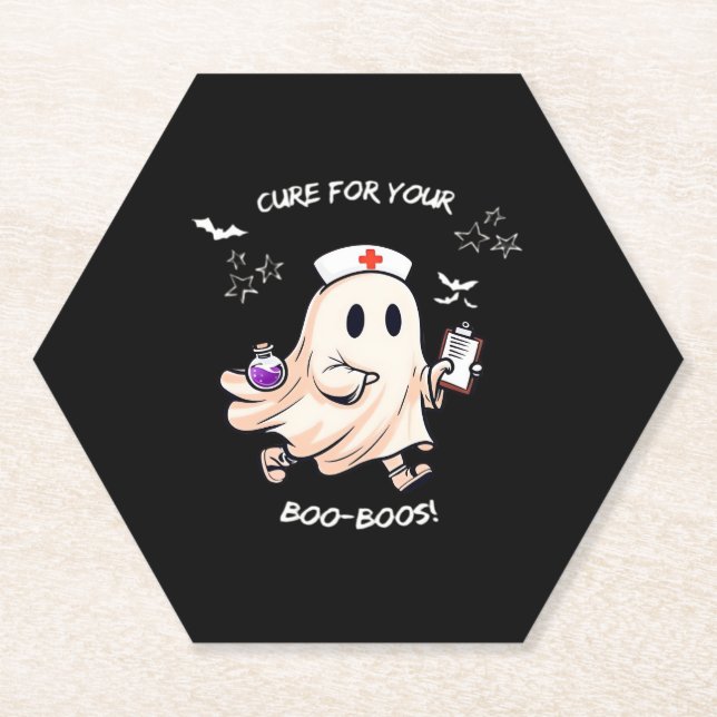 Ghost Nurse with Magical Potion � Cure for Your Bo Paper Coaster (Front)