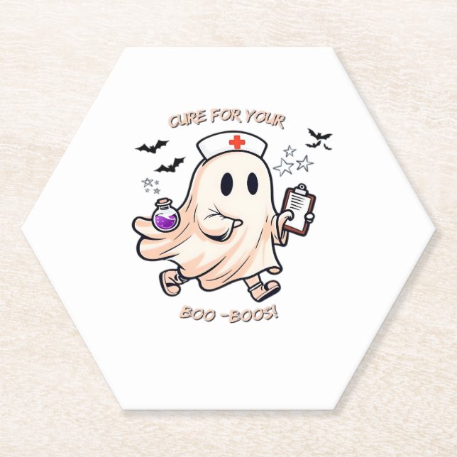 Ghost Nurse with Magical Potion � Cure for Your Bo Paper Coaster (Front)