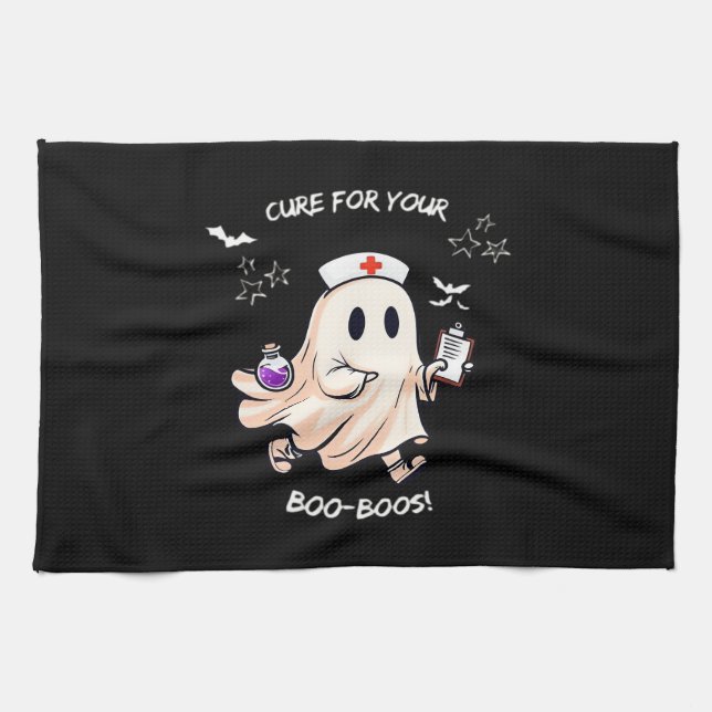 Ghost Nurse with Magical Potion � Cure for Your Bo Tea Towel (Horizontal)