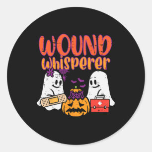 Ghost Nurse Wound Whisperer Halloween Nurse Fall S Classic Round Sticker