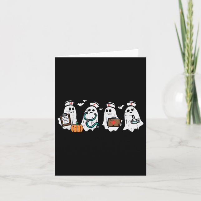Ghost Nurses Halloween Crew Funny Costume Scrub To Card (Front)