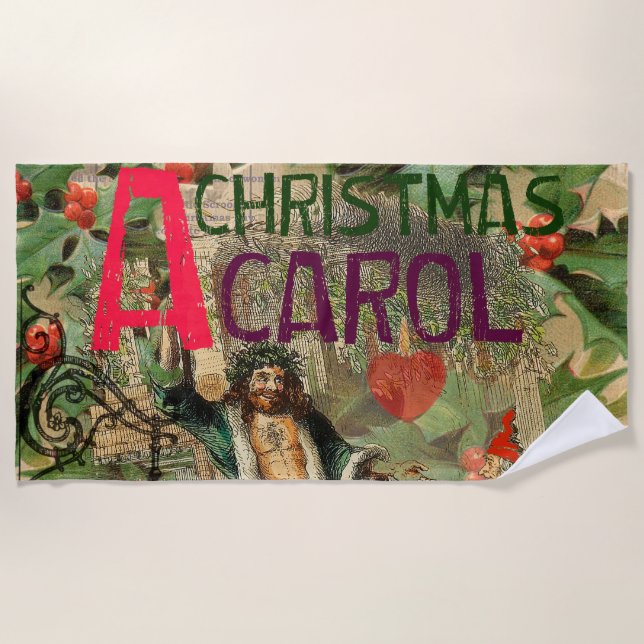 Ghost of Christmas Present Illustration Scrooge Beach Towel (Front)