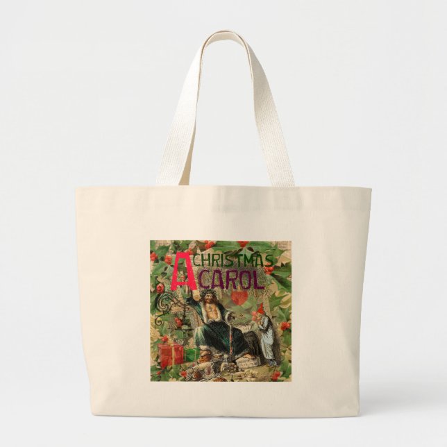 Ghost of Christmas Present Illustration Scrooge Large Tote Bag (Front)