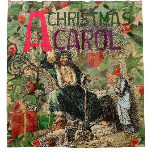 Ghost of Christmas Present Illustration Scrooge Shower Curtain (Front)