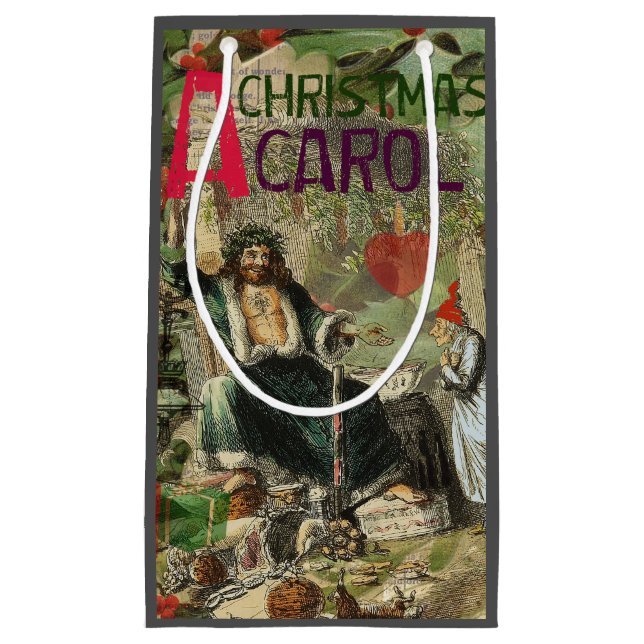 Ghost of Christmas Present Illustration Scrooge Small Gift Bag (Front)