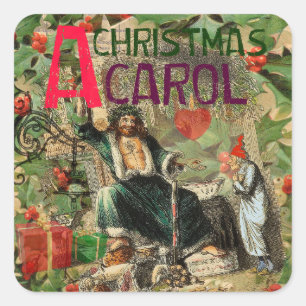 Ghost of Christmas Present Illustration Scrooge Square Sticker
