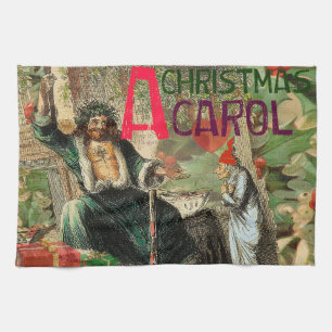 Ghost of Christmas Present Illustration Scrooge Tea Towel