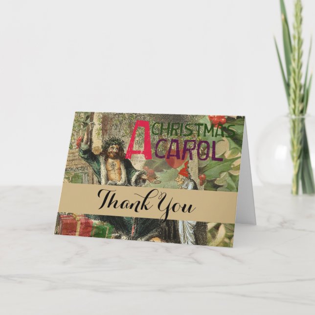 Ghost of Christmas Present Illustration Scrooge Thank You Card (Front)