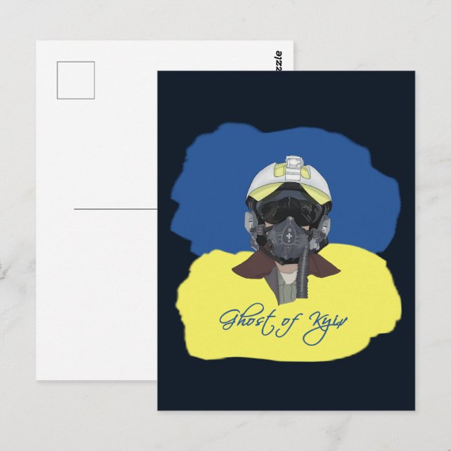 Ghost of Kyiv. Pilot defender of Kyiv. Postcard (Front/Back)