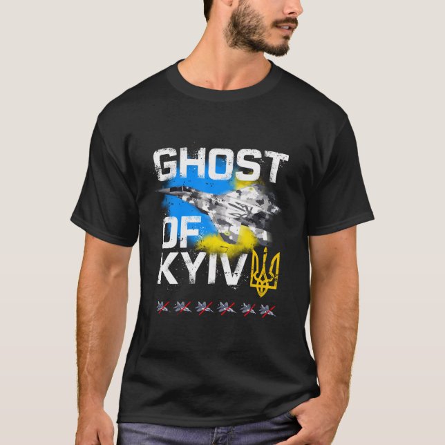 Ghost Of Kyiv Ukraine Fighter Jet T-Shirt (Front)