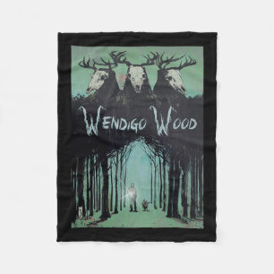 Ghost Of The Forest Cryptid Wendigo Wood  Fleece Blanket