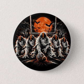 Ghost Offensive Line Halloween Football Art 6 Cm Round Badge