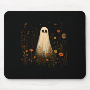 Ghost On A Flower Meadow Halloween Fall Design Mouse Mat