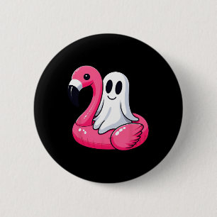 Ghost On A Pool Funny Spooky Summer Summerween Hal 6 Cm Round Badge