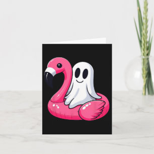 Ghost On A Pool Funny Spooky Summer Summerween Hal Card
