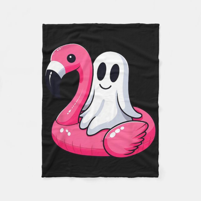 Ghost On A Pool Funny Spooky Summer Summerween Hal Fleece Blanket (Front)