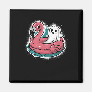 Ghost On A Pool Funny Spooky Summer Summerween Hal Magnet