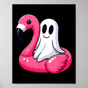 Ghost On A Pool Funny Spooky Summer Summerween Hal Poster