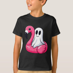 Ghost On A Pool Funny Spooky Summer Summerween Hal T-Shirt