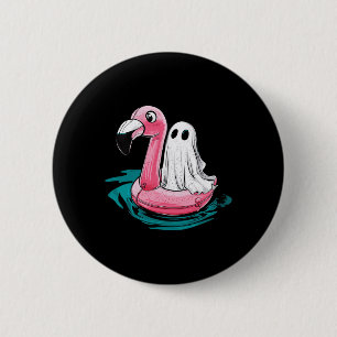 Ghost On A Pool Funny Spooky Summer Summerween Wom 6 Cm Round Badge
