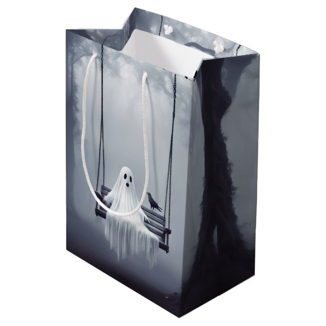 Ghost On A Swing With Raven Medium Gift Bag (Back Angled)