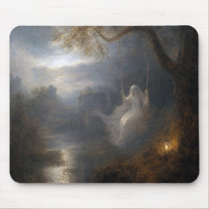Ghost on a Tree Swing Mouse Mat
