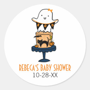 Ghost on Halloween Cake Classic Round Sticker