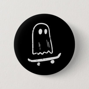 Ghost On Skateboard Fun Retro Halloween Costume Bo 6 Cm Round Badge