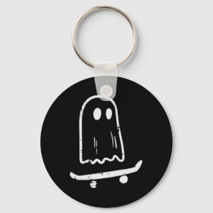 Ghost On Skateboard Fun Retro Halloween Costume Bo Key Ring
