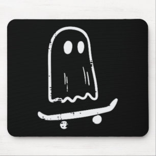 Ghost On Skateboard Fun Retro Halloween Costume Bo Mouse Mat