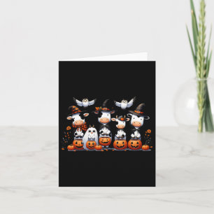 Ghost Owls Cows Halloween Animals Cow Lover Spooky Card