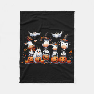 Ghost Owls Cows Halloween Animals Cow Lover Spooky Fleece Blanket