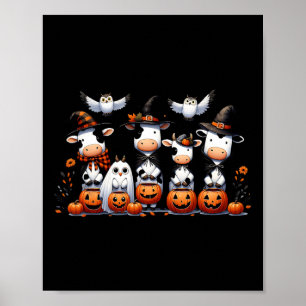 Ghost Owls Cows Halloween Animals Cow Lover Spooky Poster