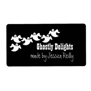 Ghost Party Halloween Baking Labels, Black