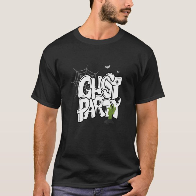 Ghost Party Halloween Costume Spider Web Bats T-Shirt (Front)