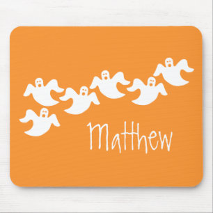 Ghost Party Halloween Mousepad, Orange Mouse Mat
