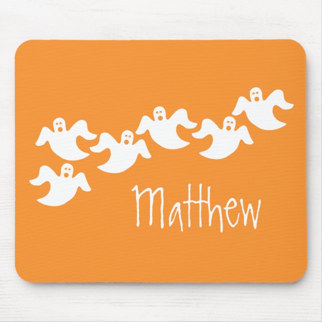 Ghost Party Halloween Mousepad, Orange Mouse Mat (Front)